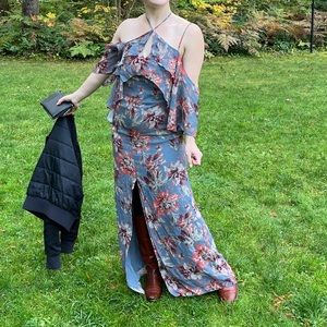 Intermix maxi foral silk dress size small.